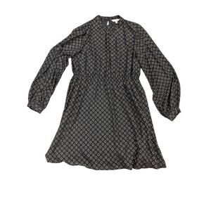 ModCloth Dress Women XL Black Gold Polka Dot Long Sleeve A Line Keyhole